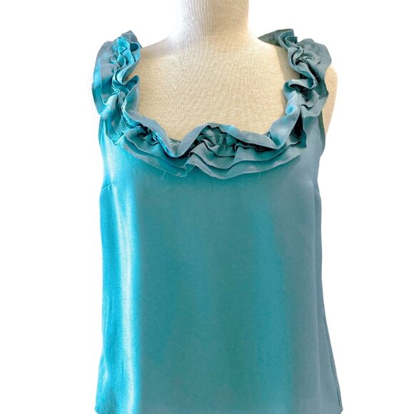 LOFT Tops - CLEARANCE - FINAL PRICE: Ann Taylor Loft Teal Ruffled, Sleeveless Blouse Size SM
